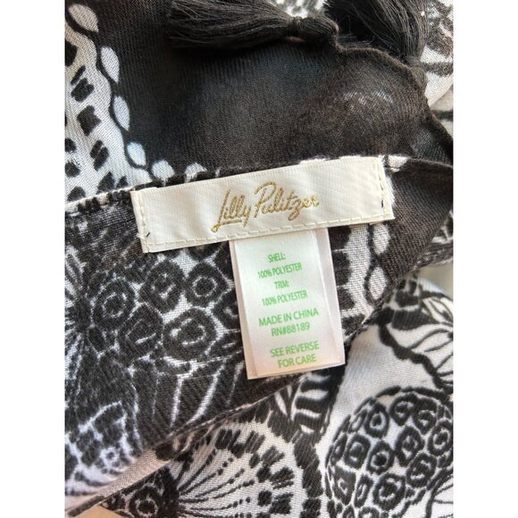 LILLY PULITZER BLACK AND WHITE SCARF - Picture 5 of 6